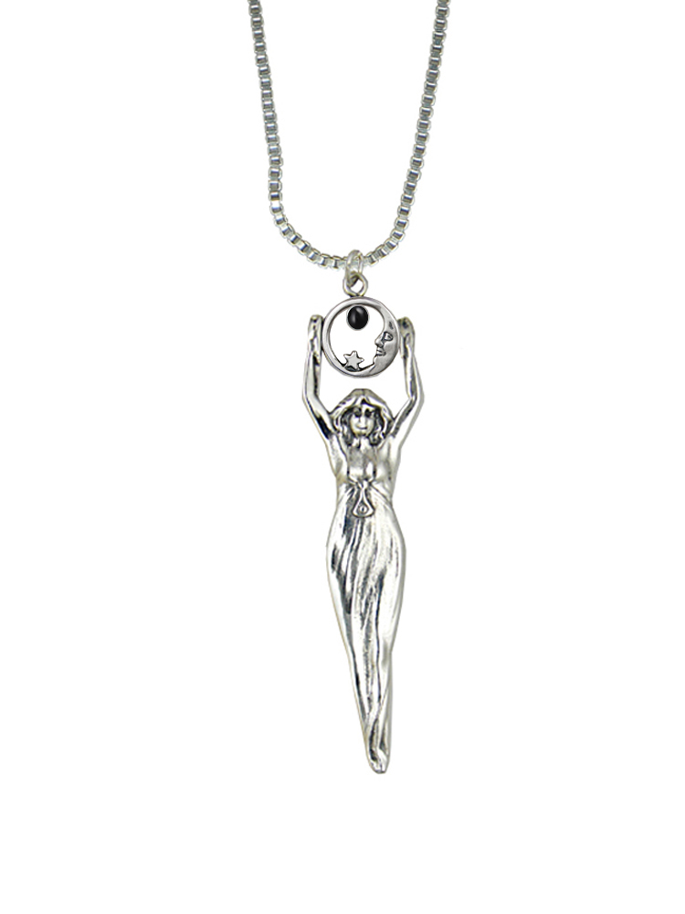 Sterling Silver Moon Goddess Pendant With Black Onyx